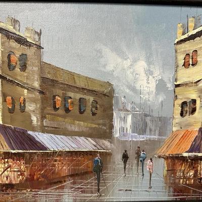 Sale Photo Thumbnail #195: Description: Vintage Jenner Signed Original City Street Scene Framed Oil Painting

Condition Notes: In great condition. Please see all photos.

Measurements: See photos for measurements. Approximately 17"x13"