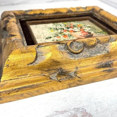 Sale Photo Thumbnail #204: Vintage J. Weisman Signed Floral Still Life Painting with Red, White & Yellow Flowers. In thick wood frame.

Approximate Size 14" x 13" frame (7" x 5" art)