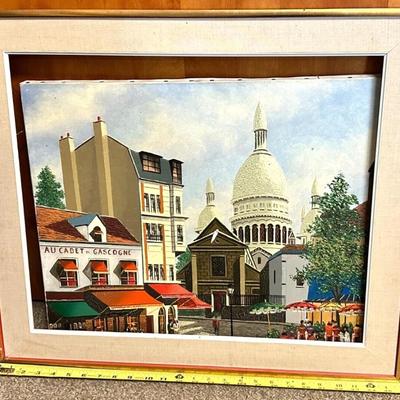 Sale Photo Thumbnail #289: French Artist Roland Vernet Signed.  "Place du Tertre" Paris 1970 Oil Painting. 

In great condition except frame is detached. Looks like bottom of back of frame may have broken a bit - You cannot see this from the front. See photos.