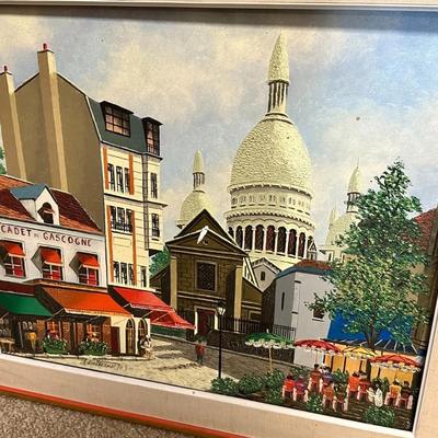 Sale Photo Thumbnail #291: French Artist Roland Vernet Signed.  "Place du Tertre" Paris 1970 Oil Painting. 

In great condition except frame is detached. Looks like bottom of back of frame may have broken a bit - You cannot see this from the front. See photos.