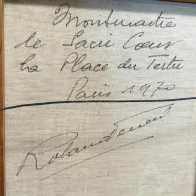 Sale Photo Thumbnail #285: French Artist Roland Vernet Signed.  "Place du Tertre" Paris 1970 Oil Painting. 

In great condition except frame is detached. Looks like bottom of back of frame may have broken a bit - You cannot see this from the front. See photos.