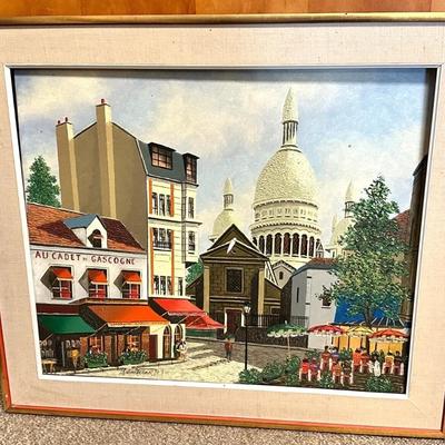 Sale Photo Thumbnail #283: French Artist Roland Vernet Signed.  "Place du Tertre" Paris 1970 Oil Painting. 

In great condition except frame is detached. Looks like bottom of back of frame may have broken a bit - You cannot see this from the front. See photos.