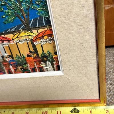 Sale Photo Thumbnail #290: French Artist Roland Vernet Signed.  "Place du Tertre" Paris 1970 Oil Painting. 

In great condition except frame is detached. Looks like bottom of back of frame may have broken a bit - You cannot see this from the front. See photos.
