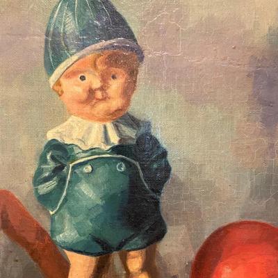 Sale Photo Thumbnail #310: Still-Life Oil Painting depicting antique toys. 

Painting is in good condition with some minor marks and crackling of the paint. The frame is in used condition. Please see all photos.

Approximate measurements: 26"x21"