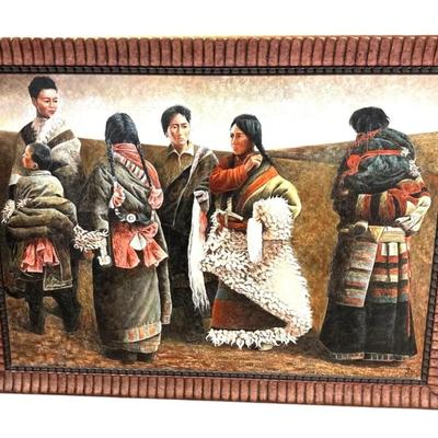Sale Photo Thumbnail #314: 1997 Tibetan Family Scene Artist Signed Oil Painting

Framed Size: 51.5" x 38 "x 4"