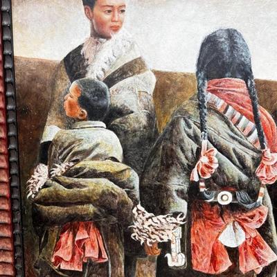 Sale Photo Thumbnail #315: 1997 Tibetan Family Scene Artist Signed Oil Painting

Framed Size: 51.5" x 38 "x 4"
