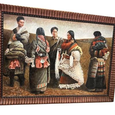 Sale Photo Thumbnail #319: 1997 Tibetan Family Scene Artist Signed Oil Painting

Framed Size: 51.5" x 38 "x 4"