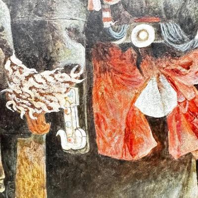 Sale Photo Thumbnail #322: 1997 Tibetan Family Scene Artist Signed Oil Painting

Framed Size: 51.5" x 38 "x 4"