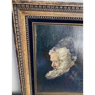 Sale Photo Thumbnail #336: Early 20th Century Old Man White Beard Profile Portrait Oil Painting in Frame.

Approximately 18ʺW × 1.25ʺD × 23ʺH