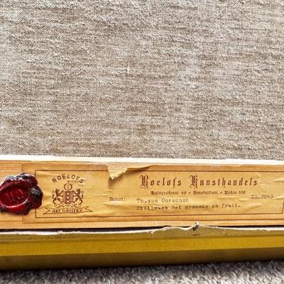 Sale Photo Thumbnail #344: Original Oil Painting Fruit Table Still Life Signed by Danish Artist Theodorus Van Oorschot.
Approximate Size: 39" x 32"