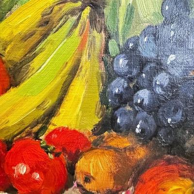 Sale Photo Thumbnail #346: Original Oil Painting Fruit Table Still Life Signed by Danish Artist Theodorus Van Oorschot.
Approximate Size: 39" x 32"