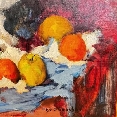 Sale Photo Thumbnail #339: Original Oil Painting Fruit Table Still Life Signed by Danish Artist Theodorus Van Oorschot.
Approximate Size: 39" x 32"