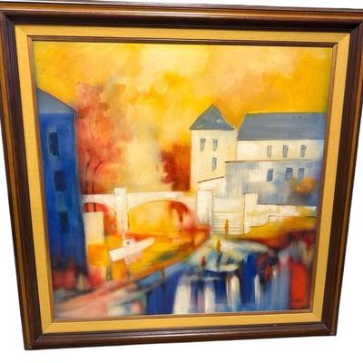 Sale Photo Thumbnail #354: Large Jarvis (Antwerp Belgium) Signed Cityscape Oil Painting

Approximate Size: 49" x 49"