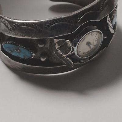 Silver with Turquoise stones & Timex Watch