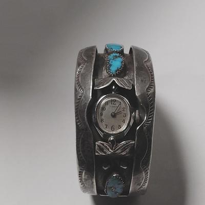 Silver with Turquoise stones & Timex Watch