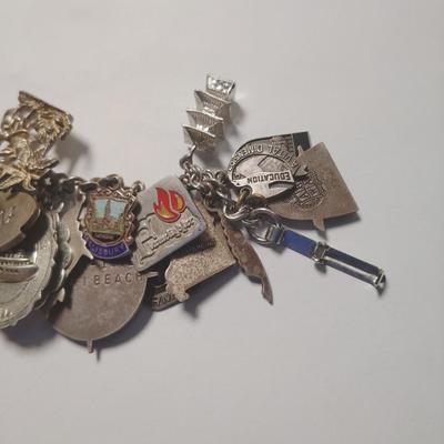1970 Vintage Sterling Silver Around the World Charm Bracelet 45 Charms 118.8 G