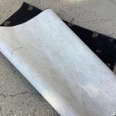 Sale Photo Thumbnail #23: Area rug 70x54 black rug with flowers.  Needs cleaning.