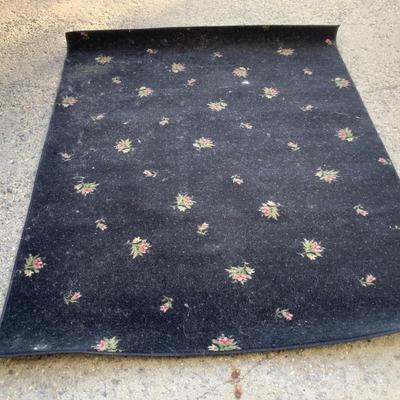 Sale Photo Thumbnail #21: Area rug 70x54 black rug with flowers.  Needs cleaning.