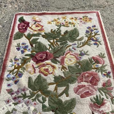 Sale Photo Thumbnail #26: This is a nice flowered runner rug 48 x 30. Needs cleaning.