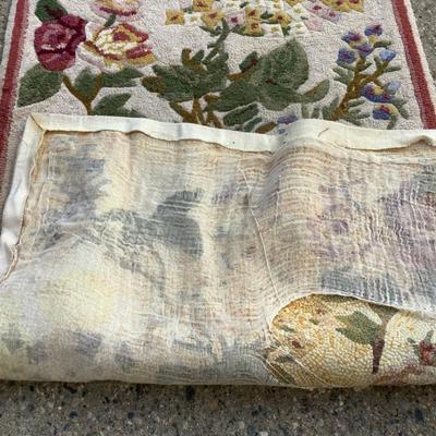 Sale Photo Thumbnail #27: This is a nice flowered runner rug 48 x 30. Needs cleaning.