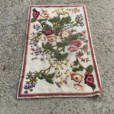 Sale Photo Thumbnail #24: This is a nice flowered runner rug 48 x 30. Needs cleaning.