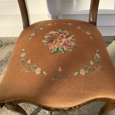 Sale Photo Thumbnail #154: Needle Point wood chair.