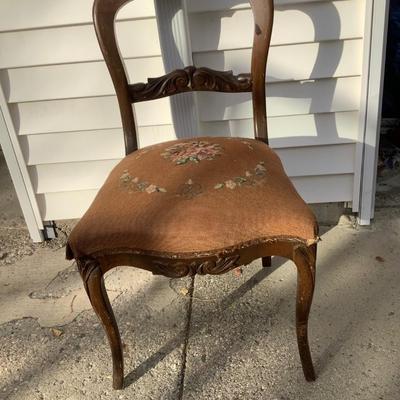 Sale Photo Thumbnail #153: Needle Point wood chair.