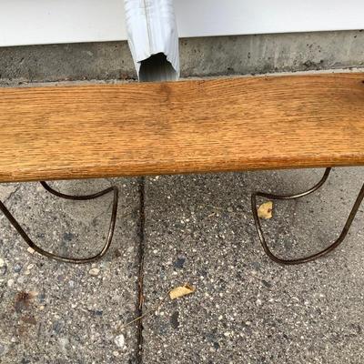 Sale Photo Thumbnail #161: Unquiet wood shelf with folding metal legs