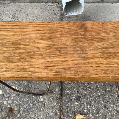 Sale Photo Thumbnail #162: Unquiet wood shelf with folding metal legs