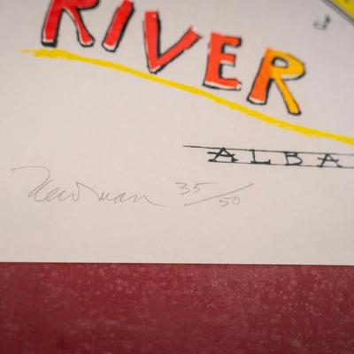 Sale Photo Thumbnail #567: Vintage framed poster music festival in Albany, Oregon created. by Earl Newman. It features musical imagery.