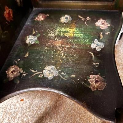 Sale Photo Thumbnail #399: Antique Hand-Painted French Victorian Style Cabinet W/ Glass Doors & Mirror
• Features intricate hand-painted designs and floral motifs
• Includes beveled mirror and glass-paneled doors
• Sturdy wood construction for durability
• Ample storage wit