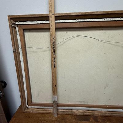 Amateur Framed Art: Oil on Canvas, 2 People in a Boat in the Jungle Tropics