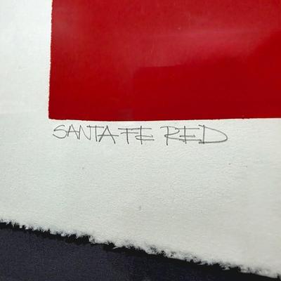Sale Photo Thumbnail #16: Vibrant contemporary abstract serigraph/print by Serbian American postmodern artist, Daniel Gelakoska (1944/5-2015) "Santa Fe Red" 1984 signed and numbered 27/200 professionally framed. Gelakoska graduated from Kendall College of Art and Design in Grand R