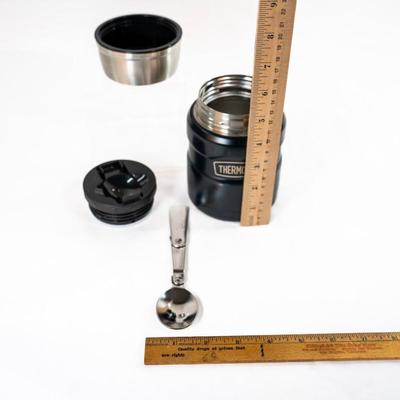 Sale Photo Thumbnail #404: It features Thermos vacuum technology, which virtually eliminates temperature change within the container. The jar keeps contents hot for up to 9 hours and cold up to 14 hours. this model comes with a folding stainless steel spoon that stores in lid.
