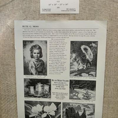 Sale Photo Thumbnail #43: Original vintage oil on canvas, "Colorado River" by Grand Junction, CO artist, Ruth G. Moss (1916-2011) is exceptionally beautiful. It truly warrants appreciation. Ruth started with sculpting and works with clay in high school and pursued her education At