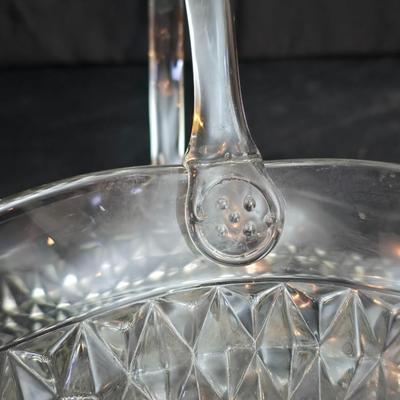 vintage clear glass basket in the Diamond Point pattern by Indiana Glass Co. with a new Luigi Bormioli Light & Music crystal