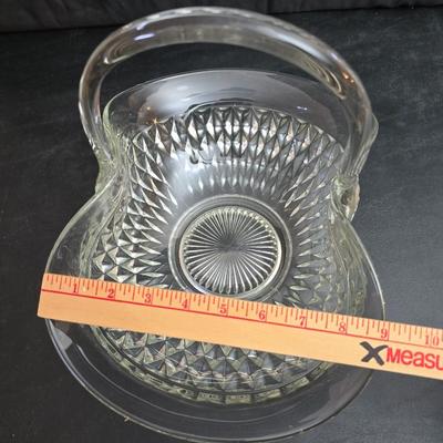 vintage clear glass basket in the Diamond Point pattern by Indiana Glass Co. with a new Luigi Bormioli Light & Music crystal