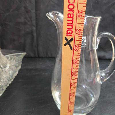 vintage clear glass basket in the Diamond Point pattern by Indiana Glass Co. with a new Luigi Bormioli Light & Music crystal