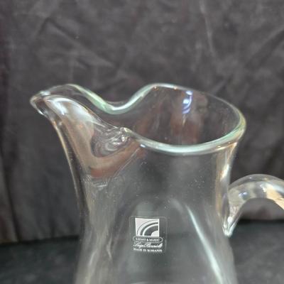 vintage clear glass basket in the Diamond Point pattern by Indiana Glass Co. with a new Luigi Bormioli Light & Music crystal