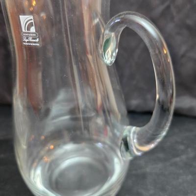 vintage clear glass basket in the Diamond Point pattern by Indiana Glass Co. with a new Luigi Bormioli Light & Music crystal