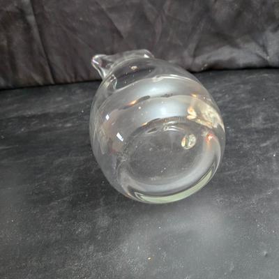 vintage clear glass basket in the Diamond Point pattern by Indiana Glass Co. with a new Luigi Bormioli Light & Music crystal