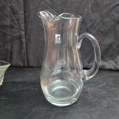 vintage clear glass basket in the Diamond Point pattern by Indiana Glass Co. with a new Luigi Bormioli Light & Music crystal