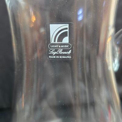 vintage clear glass basket in the Diamond Point pattern by Indiana Glass Co. with a new Luigi Bormioli Light & Music crystal