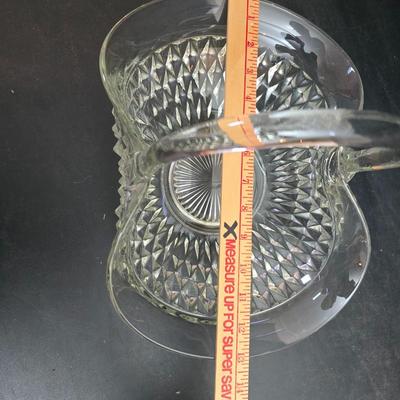 vintage clear glass basket in the Diamond Point pattern by Indiana Glass Co. with a new Luigi Bormioli Light & Music crystal