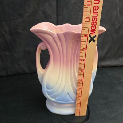 Vintage Hull Art Pottery "Mardi Gras" or "Granada" double-handled vase, likely from the 1940s & a creamy white...