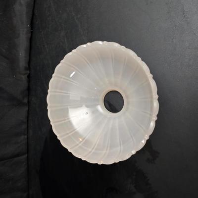 Two vintage glass lamp shades - glass replacement lamp shade - Art deco = etched & ribbed