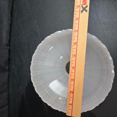 Two vintage glass lamp shades - glass replacement lamp shade - Art deco = etched & ribbed