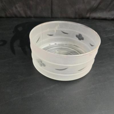 Two vintage glass lamp shades - glass replacement lamp shade - Art deco = etched & ribbed