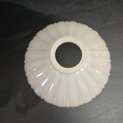 Two vintage glass lamp shades - glass replacement lamp shade - Art deco = etched & ribbed