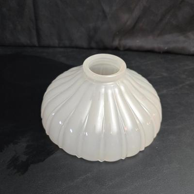 Two vintage glass lamp shades - glass replacement lamp shade - Art deco = etched & ribbed